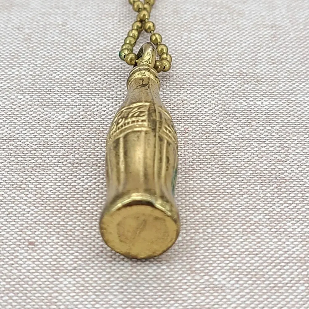 Vintage Mini Coca Cola Bottle Gold Tone Metal Keychain